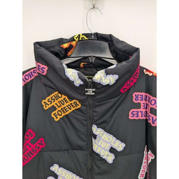 A**holes Live Forever Puffer Jacket Size XL Zip Up Spell Out Gorpcore Streetwear - Picture 6 of 12